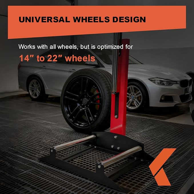 Rolling Wheel Detailing Stand Heavy Duty Wheel Cleaning Stand 360° Rotating Tire Stand for Wheel Rim Cleaning, Ceramic Coating, Polishing Applying Tire Shine & Car Wheel Wash