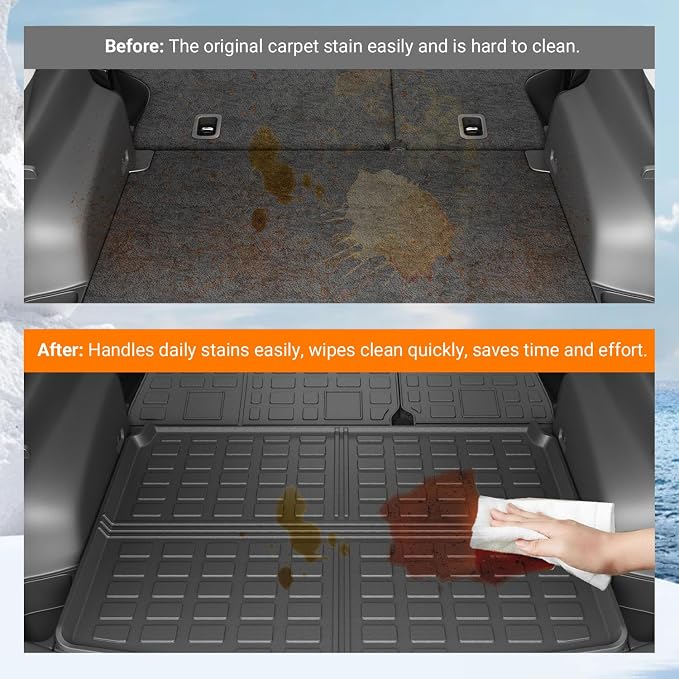 powoq Cargo Mat Compatible with 2017-2025 Jeep Compass Trunk Mat Rear Back Seat Protector Cargo Liner TPE Replacement for 2017-2024 2025 Jeep Compass Accessories (Trunk Mat+Backrest Mats)