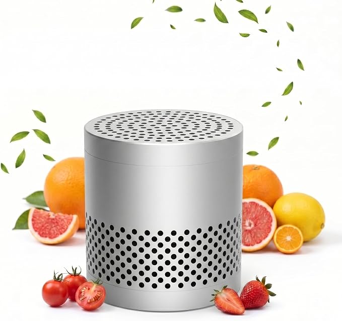 Fridge Deodorizer Odor Eliminator – Reusable Refrigerator Freshener, 10-Year Catalytic Air Purifier for Freezer Closet, Outperforms Baking Soda & Charcoal (Silver, 2.79 inches)