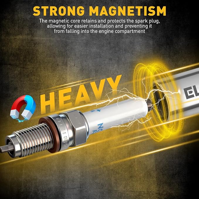 ELEAD 8-Piece 3/8" Drive Magnetic Swivel Spark Plug Socket Set, 5/8", 9/16", 14mm, 16mm, Include Ratchet Handle & Spark Plug Gapper, 6 & 12 Point CR-V Spark Plug Removal Tool