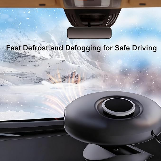 Car Heater, 12V 180W 2IN1 Heating & Cooling Fan, Portable Defroster for Car Windshield, with Plugs in Cigarette Lighter,Fast Heating Defrost Defogger with Suction Holder