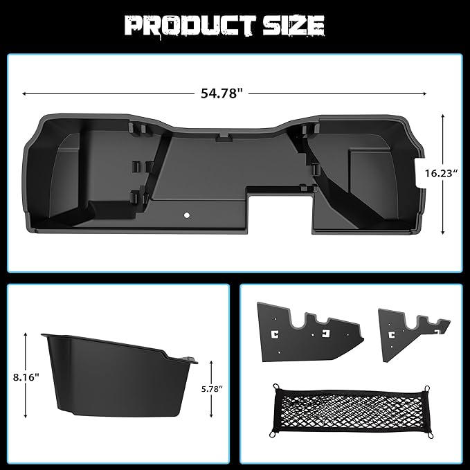 WHALEMOTOR Underseat Storage Compatible with 2014-2018 Chevy Silverado GMC Sierra Double/Extended Cab 1500(Inclu 2019 Ld/Lt)& 2015-2019 2500 3500 HD, Upgraded Rear Under Seat Organizer Cargo Box