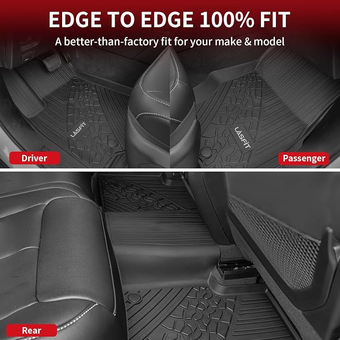 LASFIT Floor Mats for Jeep Grand Cherokee WL 2022-2025 2026 5-Seat (Include 4xe, NOT for L) All Weather TPE Custom Fit Car Mats Floor Liners 1st & 2nd Row, Black