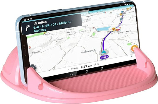 Loncaster Car Phone Holder, Car Phone Mount Silicone Car Pad Mat for Various Dashboards, Slip Free Phone Stand Compatible with iPhone, Samsung, Pink