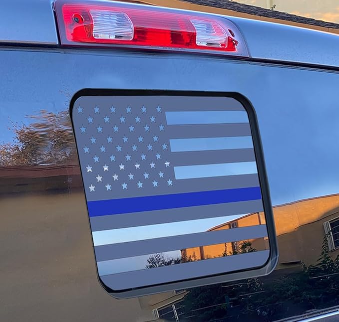 Xinghe for Ford F150 F250 F350 2015-2026, Rear Middle Window American Flag Decals, Matte Black USA Flag Decal for Truck Back Window, for Ford Raptor 2015-2026 Accessories (Blueline)