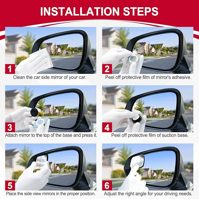 LivTee Blind Spot Mirror，Rhombus Shaped HD Glass Frameless Convex Rear View Mirror with wide angle Adjustable Stick for Cars SUV and Trucks, Pack of 2