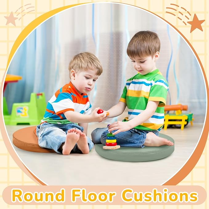 Juexica 8 Pcs Extra Thick Flexible Seating Floor Cushion Assorted Colored Floor Pillow Classroom Seat Cushion Soft Classroom Seating for Kid Learning(Boho Color,13.8 x 13.8 x 2 Inch,Round)