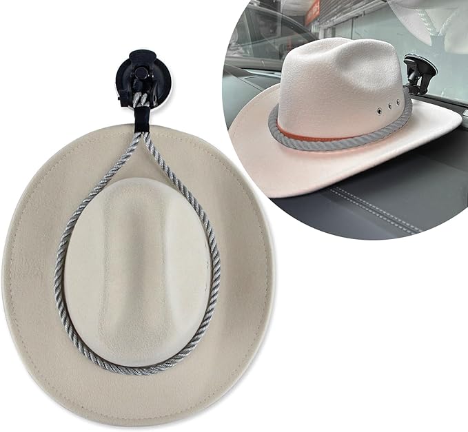 Ziciner Cowboy Hat Mounts for Your Vehicle, Hat Mounts with Suction Cup, Hat Holder Rack to Keeps Your Hat Securely On The Dash, Auto Universal Interior Accessories for Trucks, SUVs, Cars (Gray)