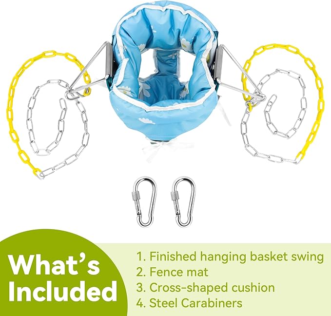 High Back Full Bucket Toddler Swing Seat with Yellow Coated Chains Fully Assembled Baby Swing Set Accessories