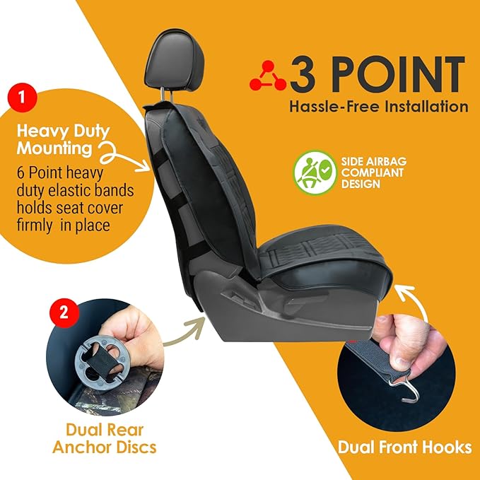 LPI Truck Heavy Duty Premium Truck Seat Covers for Front Seats, For Full-Size Truck SUV, Padded Seat Cover with Bottom Wrap-around, Front Seat Protector; Front & Rear Storage Pockets, Waterproof, 2 pc