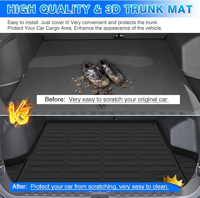 Cartist Cargo Liner Compatible with 2018-2024 Chevy Chevrolet Equinox/GMC Terrain All Weather Rear Trunk Mat 3D Waterproof Black TPE