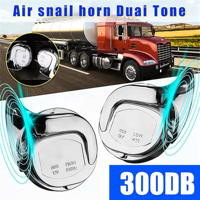 Super Loud Train Horns, Car Waterproof Durable Air Electric Snail Horn, 12V Raging Sound Air Horns Replacement Kit, Automotive Accessories Universal for Car, Motorcycle, Truck, Bike, Boat (Silver)