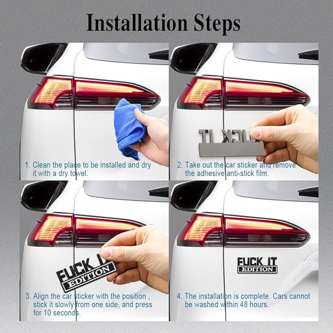 Fuck IT Edition Emblem, Car Exterior Emblems Badge 3D Sticker Decal, Fuck-IT Edition Emblem 3D Fender Badge Decal, 3D Fender Badge Decal Car Truck Replacement, Fit for All Cars (Black White 1)