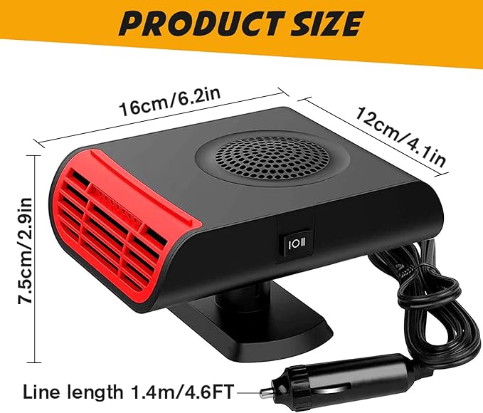 Portable Car Heater, Car Heater Defroster With 2 in 1 Heating/Cooling, Anti-Fog Plug in Cigarette Lighter for Car Defroster Windshield Fast Defogge, Suitable for Cars and SUV