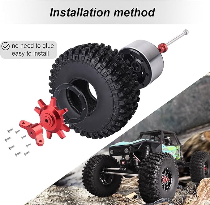 HobbyPark 2.2 Beadlock Wheels and Tires Height 5.67inch/144mm with Foam Inserts for 1/10 RC Crawler, w/Beadlocks Mounting Tool, Set of 4