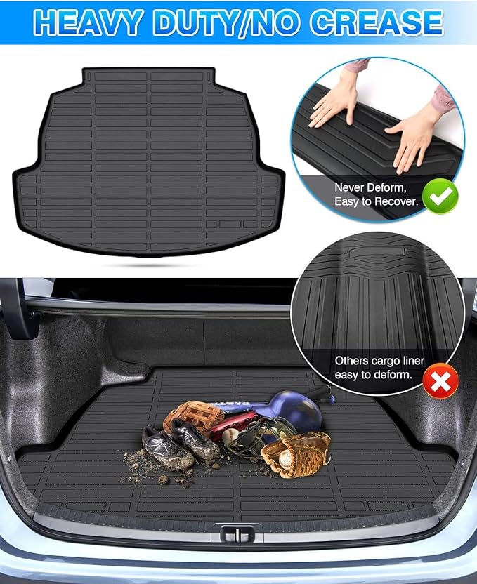 Cartist Cargo Liner Fits for Toyota Corolla Sedan & Corolla Hybrid 2020-2024 (Not for Corolla Cross & Hatchback) All Weather Trunk Mat Durable 3D Upgrade Anti-Slip Rear Cargo Mat Trunk Liner Black
