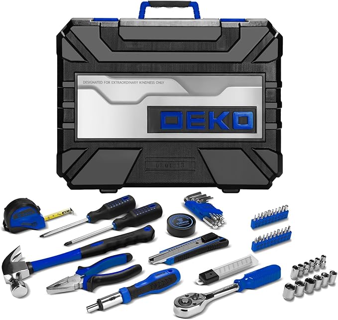 DEKOPRO Tool Set: 228 Piece Home Tool Kit, Household Basic Repair Tool Set Comes with Storage ToolBox, Socket Wrench Set for Car, Hand Tool Box Set for Home - Blue