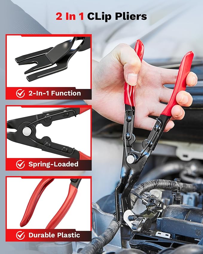 Saker Electrical Disconnect Pliers Electrical Connector Removal Tool – 5PCS Automotive Hose Clamp Tool Set for DIY Car Owners, Safe Electrical Connector Removal, Tight Engine Bay Repair & Maintenance