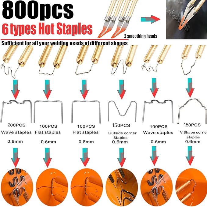 220w Plastic Welder,Upgraded 2 in 1 Plastic Welding Kit,Plastic Repair Kit 1000pcs Hot Staples & 92pcs Plastic Welding Rods for Car Bumper Plastic Crack Repair(Black)