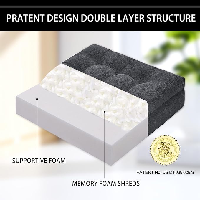 Recliner Cushions for Elderly, 20x20x4 Inch Thick Chair Cushion for Shorter Users Patent Design Soft Tufted Dual Layer Booster Seat Cushions for Seniors Recliner Risers Gray 1P