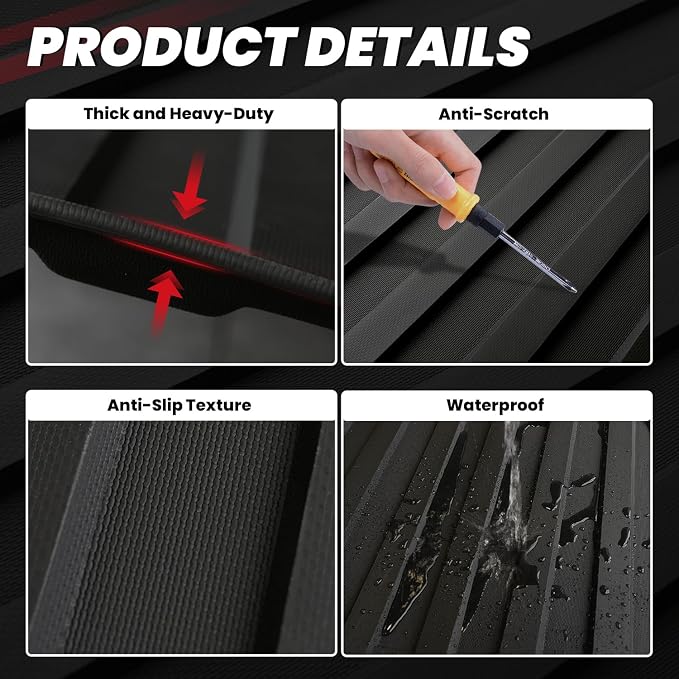 LASFIT Truck Bed Mat for Tesla Cybertruck 2024-2026 6FT Bed Liner Car Accessories, Custom Fit TPE All Weather Pickup Cargo Liner Frunk Rear Sub Trunk Mat Set 3PCS