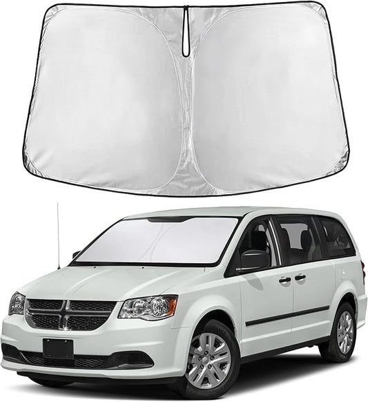 Autovir Windshield Sun Shade Fit for 2008-2018 2019 2020 Dodge Caravan Sun Shade, Front Window Sun Visor, UV Protection, Heat Blocker, Foldable Car Accessories