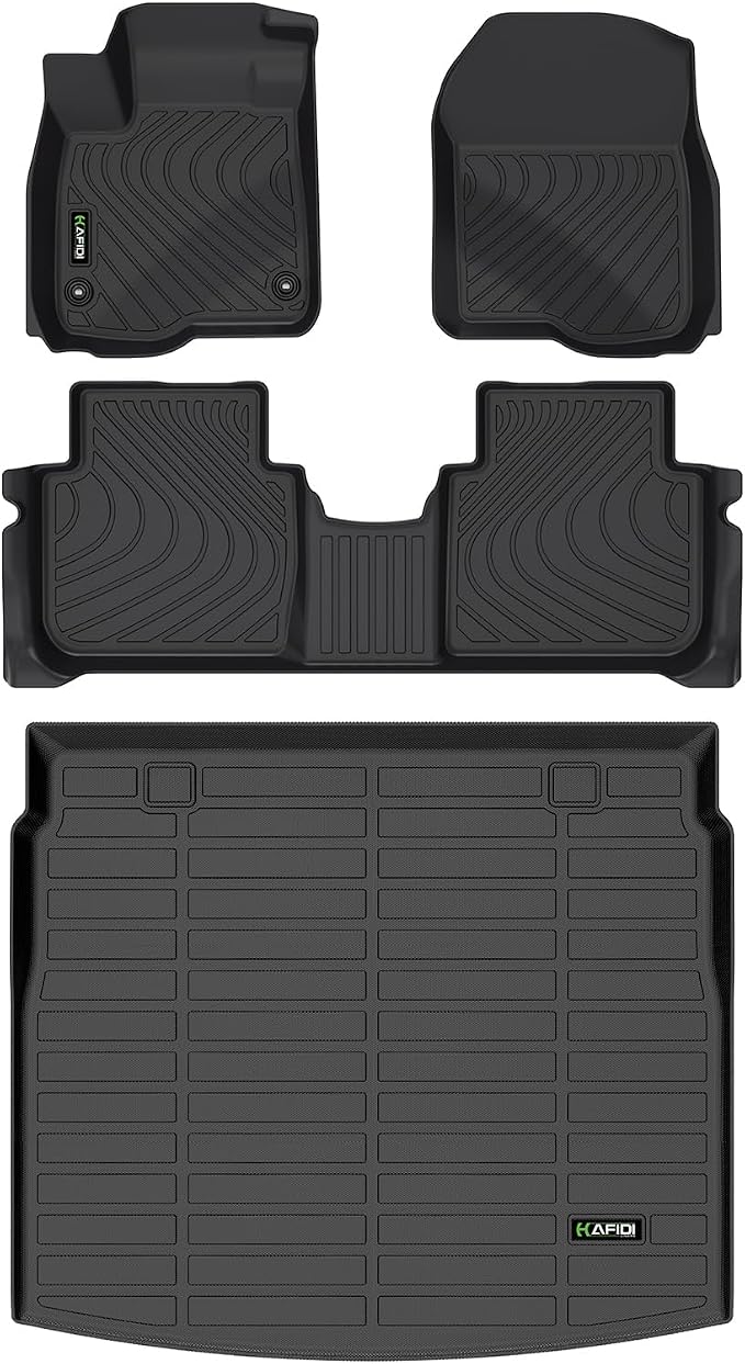 HAFIDI® Floor Mats & Cargo Liner Set Fit for 2023 2024 2025 2026 Honda CRV Hybrid & Honda CR-V All Weather Protection TPE Anti-Slip Automotive Full Set Floor Liners Custom Accessories -Black