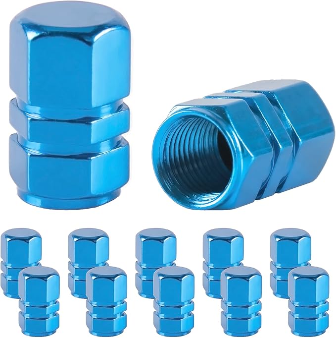 JUSTTOP Car Tire Valve Stem Caps, 12pcs Air Caps Cover, Universal for Cars, SUVs, Bike, Trucks and Motorcycles-Pale Blue