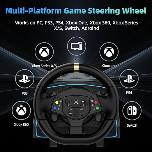 DOYO Gaming Steering Wheel with Pedals and Shifter, 1080° Racing Wheel, Vibration Feedback, Paddle Shifters, Race Steering Wheel for PC, Xbox One, PS4, Xbox Series X/S, PS3, Switch