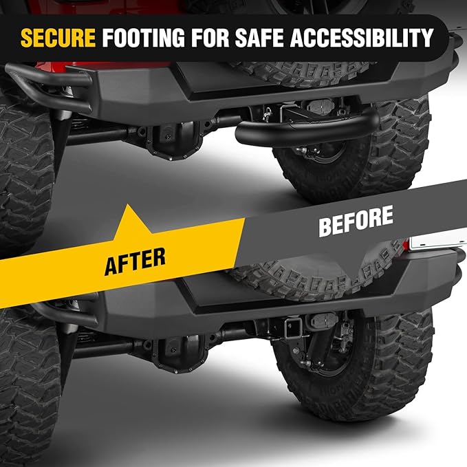 Nilight Tow Hitch Step for 2 Inch Receiver Heavy Duty Steel Universal Rear Bumper Guard 350lbs Capacity Wide Non Slip Trailer Hitch Step Bar with 5/8 inch Pin Clip Fits Pickup Truck SUV Van