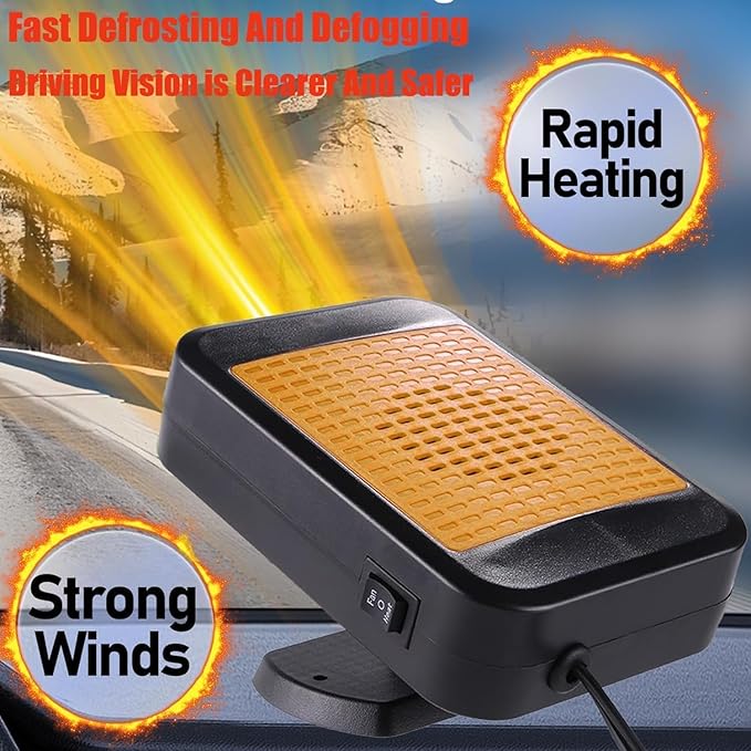 Car Heater for Vehicle,12V 200W Portable Car Heater that Plugs into Cigarette Lighter,Defroster for Car Windshield,2 in 1 Heating & Cooling Fans,Defrost Defogger,Car Plug in Space Heaters for Car