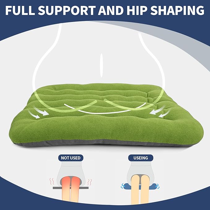 BUYUE Good Support Office Chair Cushion Padded, Soft Velvet Comfortable Non-Slip Seat Cushion for Computer Desk Kitchen Chair (1 Count, Green)