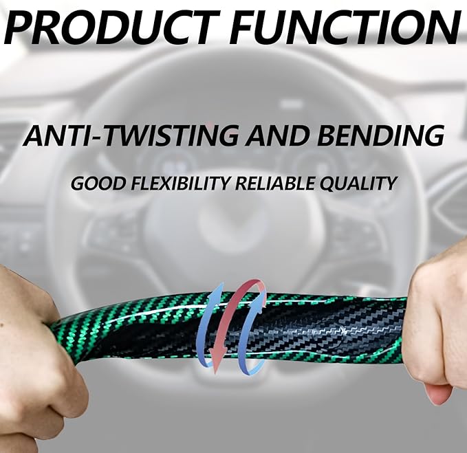 2pcs Universal Fit Carbon Fiber Steering Wheel Cover, Anti-Skid Steering Wheel Cover/Segmented Steering Wheel Protector/Car Interior Accessories (Bright Green)