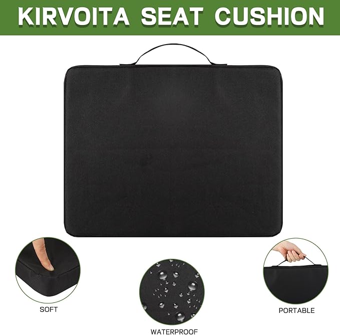 Portable Bleacher Seat Cushions 4 Pack, Waterproof Oxford Fabric Filled with High Density PU Foam (Black)