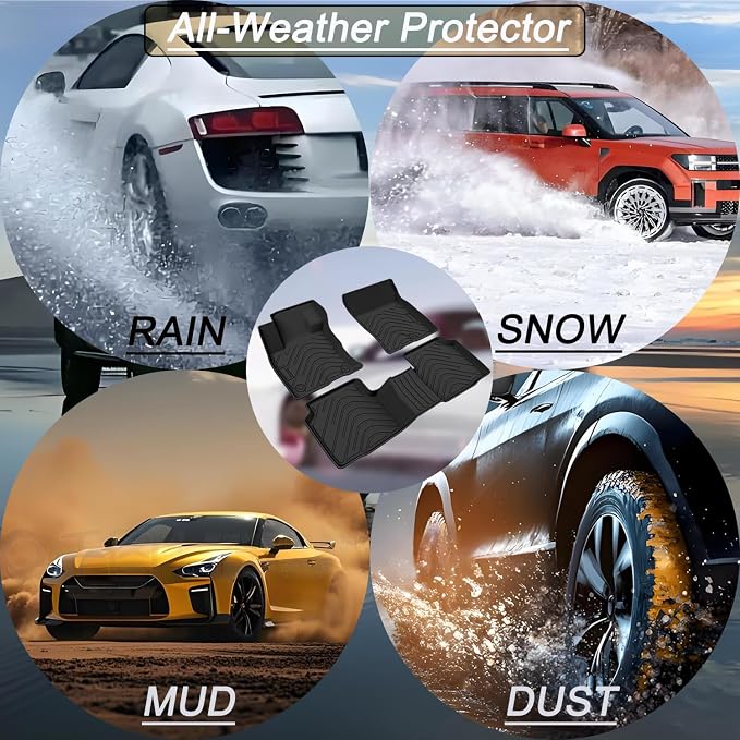 Aiqiying Floor Mats Compatible with Toyota Camry 2025-2026 Models，All Weather Waterproof Durable Custom-Fit Front Rear Rows Full Set Protection TPE Carpet Liners Accessories