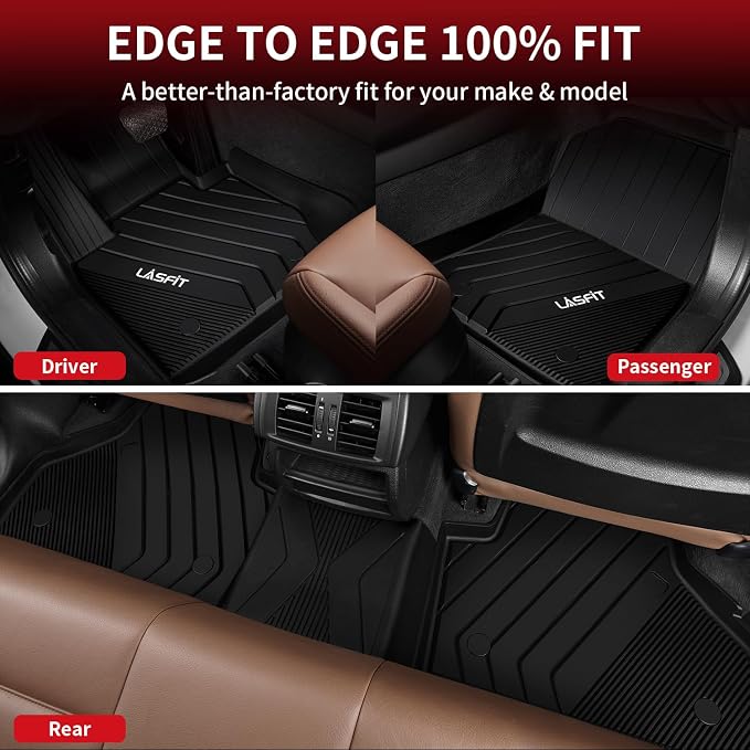 LASFIT Floor Mats Fit for BMW X3 2011-2017 & BMW X4 2015-2018 xDrive28i, xDrive28d, xDrive35i, M40i, Custom Fit TPE All Weather Waterproof Floor Liners Front & Rear Rows Car Mat, Black