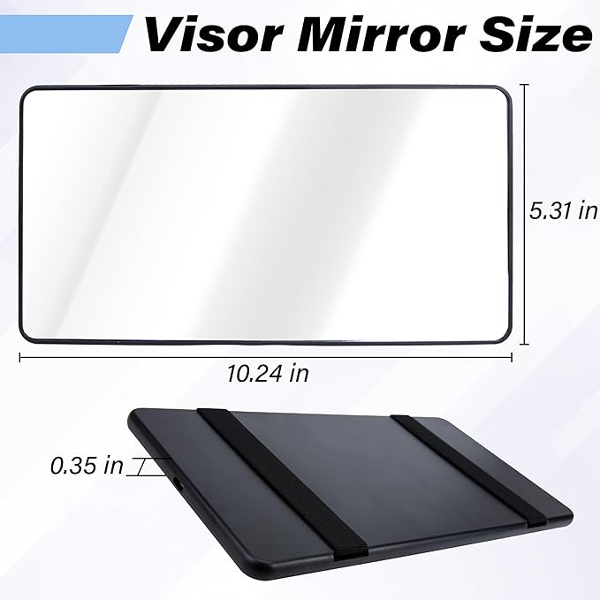 Car Sun Visor Mirror, Cosmetic Makeup Mirrors with Straps, HD Cars Interior Cosmetic Mirror, Car Accessories for Women Universal Sun Visor Mirrors for Trucks, Cars, SUVs (Black)
