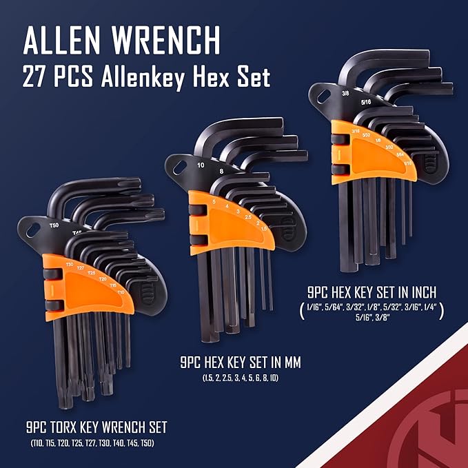 KNINE OUTDOORS Screwdriver Set Repair Kit Maintenance Tools with File Set, Hex Key Set, Ergonomical Designed T-BAR Ratcheting Wrench Rubber Mallet Bits Wrenches Adapters Pin Punches, 138 Set