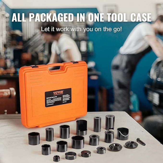 VEVOR Ball Joint Press Kit, 21 pcsTool Kit, C-Press Ball Joint Remove and Install Tools, for Most 2WD and 4WD Cars, Heavy Duty Ball Joint Repair Kit for Automotive Repairing