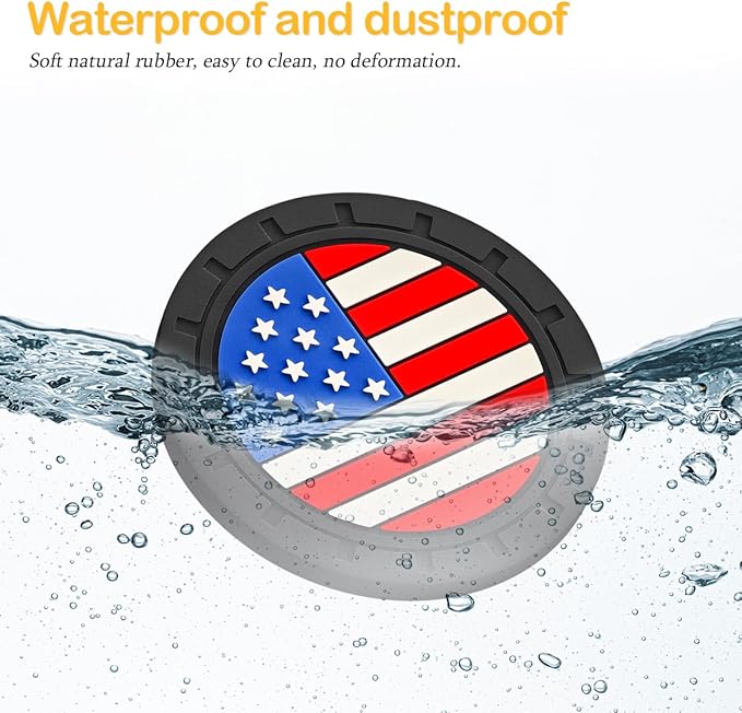 Osilly Car Cup Holder Coasters, 4 Pack American Flag Insert Car Cup Coaster, 2.75 Inch PVC Anti Slip Shockproof Embedded Drink Mat, Car Interior Decoration Accessories for SUV, Truck (Multicolor)