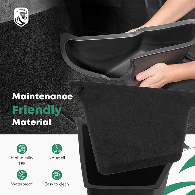 YHTAUTO 2 Pcs Trunk Side Organizer Storage Box with Lids Fit for Tesla Model Y Accessories 2022 2023 2024 Rear Trunk Storage Bins Flocking Waterproof Odorless (For 5-Seater, Not For 7-seat)