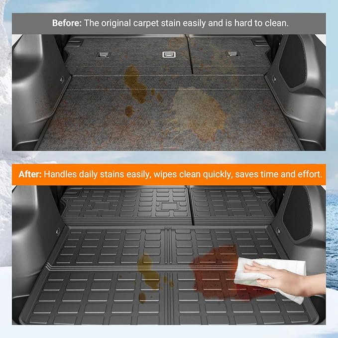 powoq Cargo Mat Compatible with 2019-2023 Jeep Cherokee Trunk Mat Cargo Liner Back Seat Protector TPE Replacement for 2019 2020 2021 2022 2023 Jeep Cherokee Accessories (Trunk Mat+Backrest Mats)