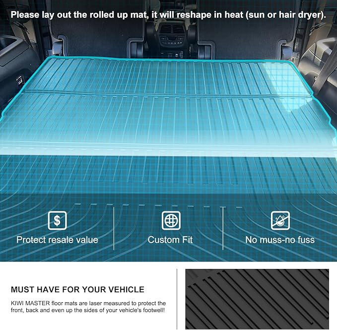 KIWI MASTER Folding Cargo Mat for 2016-2026 Honda Pilot, OEM Replacement 08U45-TG7-100, Custom Fit All Weather Car Rear Cargo Liner, Heavy Duty TPE Tray Trunk Mat, Black