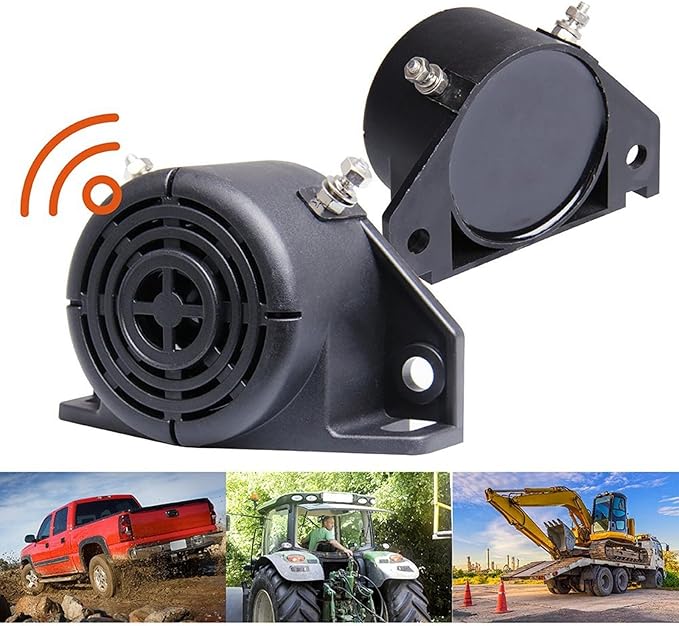 Backup Alarm 110dB 12V-48V DC Waterproof Industrial Heavy-Duty Backup Reverse Warning Alarm with Super Loud Beeper Tone for Truck Van Freight Car Lorry Heavy Vehicles