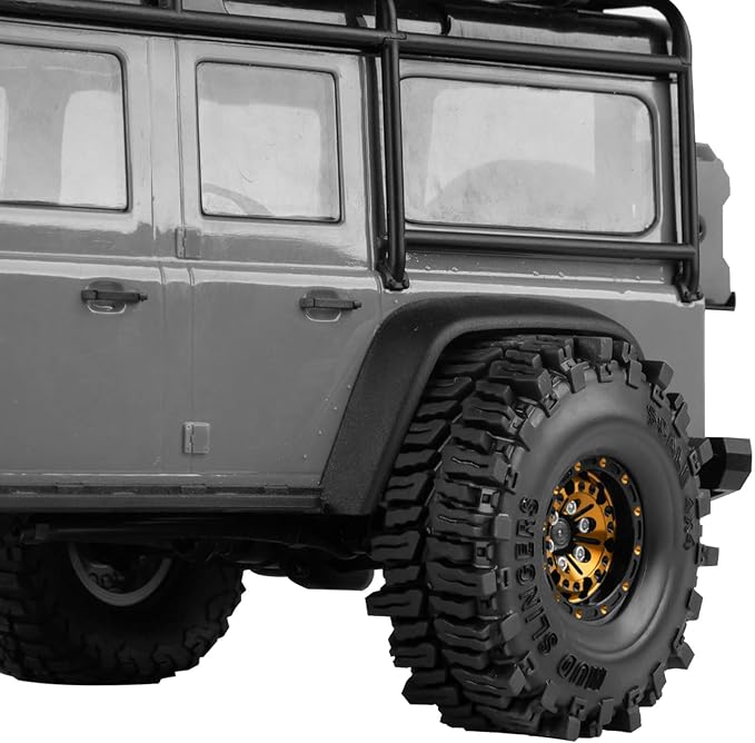 1.0 RC Wheels RC Truck Tires for 1/18 1/24 TRX4M,SCX24,FCX24 RC Crawler,Alloy 1.0‘’ Beadlock RC Truck Tires RC Wheels (4pcs Gold)