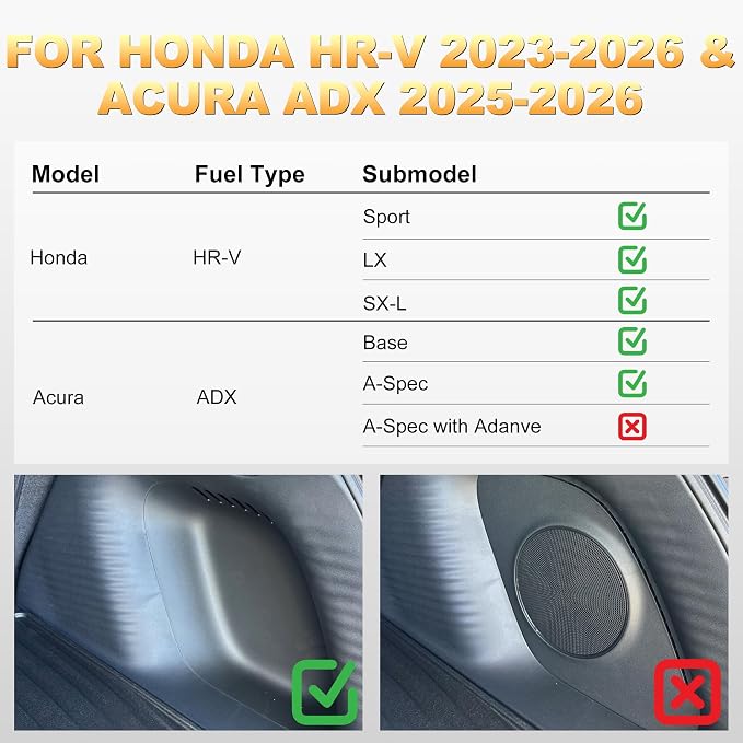 Floor Mats & Cargo Mat Fit for Honda HR-V 2023-2027 & Acura ADX 2025 2026 | All Weather Floor Mats Trunk Cargo Liner with Backrest Protectors Custom Fit for Honda HRV Sport/LX/EX-L