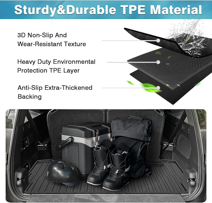 Mixsuper Cargo Liner for Rivian R1S 2022-2024 2025, All Weather Trunk Mat for R1S Accessories Anti-Slip Trunk Liner Rear Cargo Mat Black