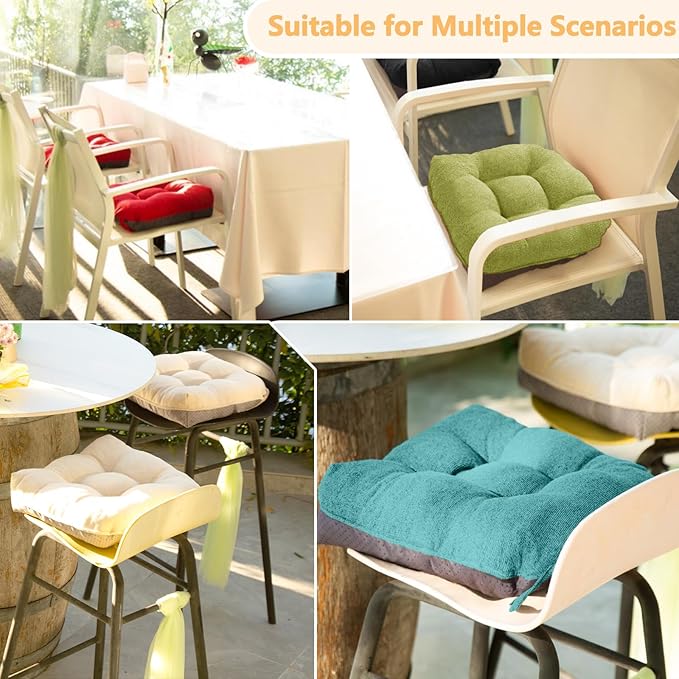 MAGIC ELEPHANT Chair Cushions for Dining Chairs, Memory Foam Kitchen Chair Cushions Set of 4, Non-Slip Thick Dining Room Chair Pads Seat Cushions, 15.5" x 15.5" x 4" (Aqua Green)
