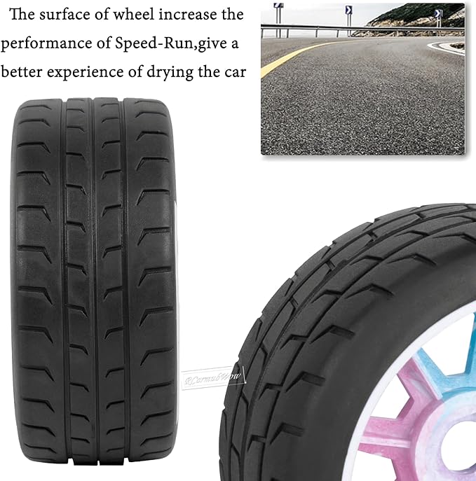 RC Wheels and Tires for 1/7 Felony 6S BLX,RC Truck Tires RC Wheels and RC Tires,4pcs Highway Tires(2 Big 2 Small,Colorful