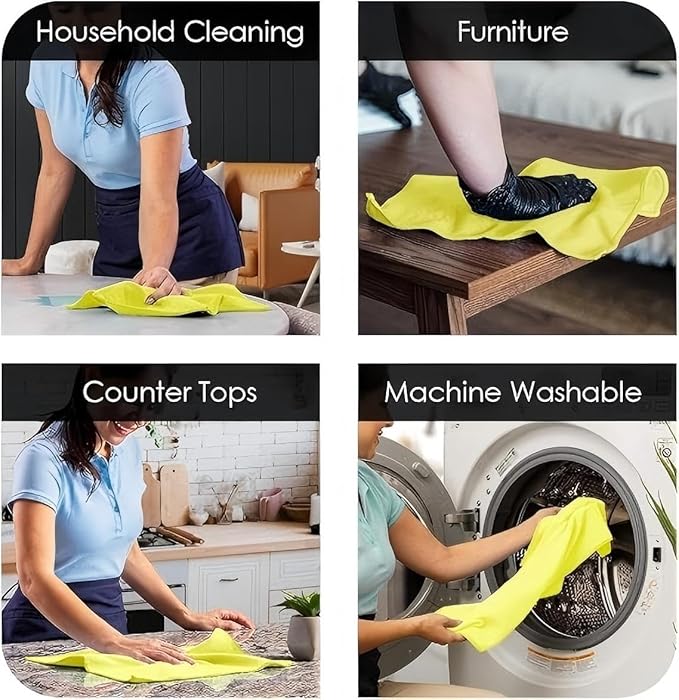 48 Pack 16'x16' Microfiber Household Cleaning Cloths - Multi-Purpose, Machine Washable, Absorbent Towels for Kitchen, Car, Home Appliances (16x16 48pk Green)